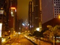 Streets of Hong Kong night. Night lights of city of Hong Kong Royalty Free Stock Photo