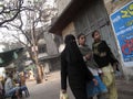 Streets of Kolkata. Muslim woman in burkha