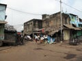 Streets of Kolkata. Poor Indian family living in a makeshift shack by the side of the road Royalty Free Stock Photo