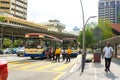 The streets of Kuala Lumpur during quarantine. People are trying to network on a bus. People are allowed into public transport Royalty Free Stock Photo