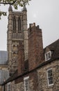 Streets of Lincoln - the city and the cathedral on a cloudy day. Royalty Free Stock Photo