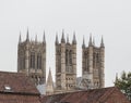 Streets of Lincoln, Lincolnshire, England - the cathedral. Royalty Free Stock Photo