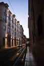 Streets of Lisbon at night. Old town historic buildings. Europe. Portugal. Nightscene.