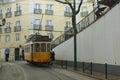 Streets of Lisbon. Yellow tram. Visit Portugal. Streetphoto. Old town historic buildings. Wonderful Beautiful oldeurope travel