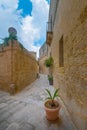 Streets of Mdina, called Silent City, medieval capital of Malta Royalty Free Stock Photo
