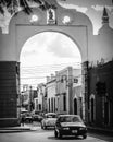Streets of Merida, Mexico. Black and white. Monochrome.