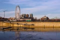 Streets of Montreal in winter. The historical part of the city downtown from old port, harbourfront panorama. Royalty Free Stock Photo