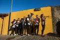 Streets musicians play music in the street of old downtown