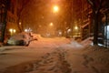 Streets of New York during snow blizzard Royalty Free Stock Photo