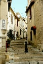 Old Streets with stairs  in nimes Royalty Free Stock Photo