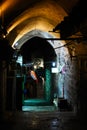 The streets of the old city of Jerusalem at night
