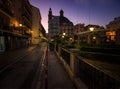 The streets of the old city of Valencia. Night walk around the city. Spain