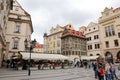 Streets of old Prague with all numerous little shops and crowds of the tourists who are looking for new impressions.