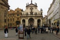 The streets of old Prague. Saint Salvator Church Charles Bridge in Prague