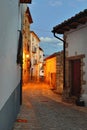 Streets of the old town Ares in Spain. Evening time.