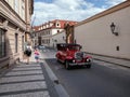 On the streets of the old town of Prague. Retro Cars. Czech Republic Royalty Free Stock Photo