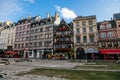 On the streets of the old town of Rouen with traditional half-timbered heritage houses. Rouen, Normandy, France Royalty Free Stock Photo