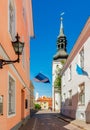 Streets of old town with St. MaryÃ¢â¬â¢s Cathedral (Dome Church), Tallinn, Estonia Royalty Free Stock Photo