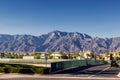 Streets of Ontario city in California with beautiful mountains in the background Royalty Free Stock Photo