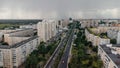 streets of Orenburg taken from above from a drone