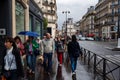 The streets of Paris on a rainy day