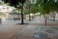 Streets without people. Empty city square on a spring day Royalty Free Stock Photo