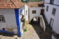In the streets of the picturesque town of Obidos, Portugal Royalty Free Stock Photo