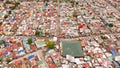 Streets of poor areas in Manila. The roofs of houses and the life of people in the big city. Poor districts of Manila Royalty Free Stock Photo