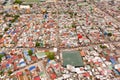 Streets of poor areas in Manila. The roofs of houses and the life of people in the big city. Poor districts of Manila, view from Royalty Free Stock Photo