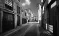 Streets from the port warehouse side of the old city of Porto. Portugal. Black and white Royalty Free Stock Photo