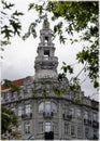 Streets of Porto, Portugal. Old houses covered with azulejos.