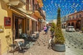 Streets of Pula city decorated with flags