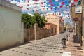 Streets of Pula city decorated with flags