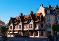 Streets of Reims with view of half-timbered building