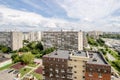 Streets and residential buildings in Moscow from a height view from above panorama
