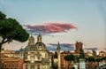 Streets of Rome with ancient buildings and domes of cathedrals Royalty Free Stock Photo