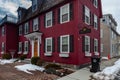 Salem, USA- March 03, 2019: Streets of Salem, City in Massachusetts It`s famous for its 1692 witch trials, during which several Royalty Free Stock Photo