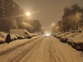 Streets and sidewalks completely filled with snow from the storm Filomena that is making itself felt in the capital of Spain