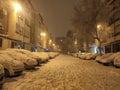 Streets and sidewalks completely filled with snow from the storm Filomena that is making itself felt in the capital of Spain