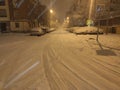 Streets and sidewalks completely filled with snow from the storm Filomena that is making itself felt in the capital of Spain