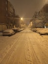 Streets and sidewalks completely filled with snow from the storm Filomena that is making itself felt in the capital of Spain