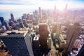 Streets and skyscrapers of Chicago panoramic view Royalty Free Stock Photo