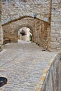 Streets of the small old spanish town Ares.