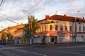 Streets Stoyalaya and Krestovaya in sunset light, Rybinsk, Russia