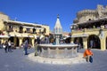 Streets and tavernas of Rhodes town, Greece