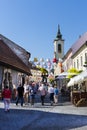 The streets of the tourist town of Szentendre with shops and restaurants. Royalty Free Stock Photo