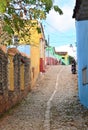 Streets of Trinidad, Cuba, with colorful colonial houses Royalty Free Stock Photo