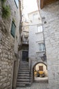 Streets in Trogir, port and historical city on the Adriatic sea coast in the Split-Dalmatia region, Croatia