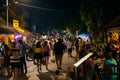 Streets of Tulum at night with a huge crowd of people in Quintana Roo, Mexico Royalty Free Stock Photo