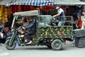 Streets of Vietnam with motorized rickshaw - Hanoi market